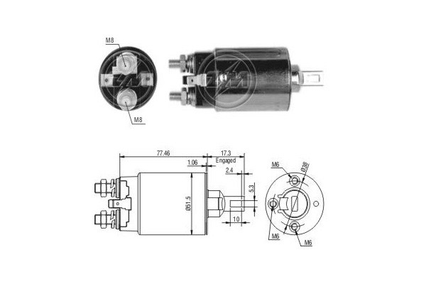 Magnetswitch, startmotor 12V