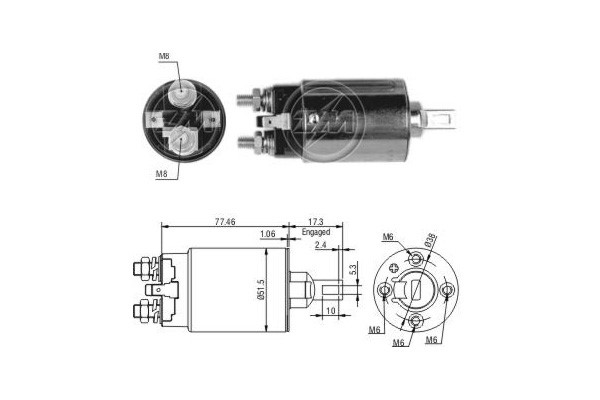 Magnetswitch, startmotor 12V