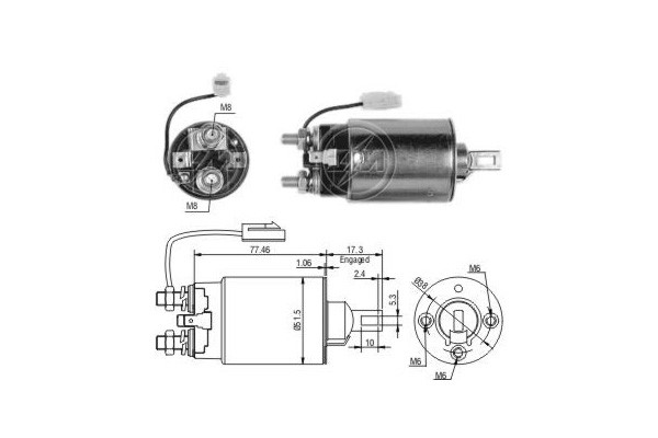 Magnetswitch, startmotor 12V Magnetswitch, startmotor 12V