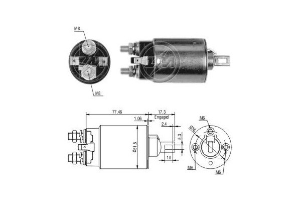 Magnetswitch, startmotor 12V