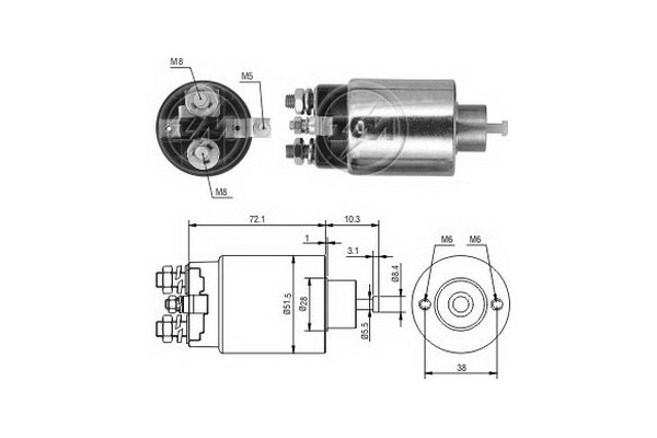 Magnetswitch, startmotor 12V