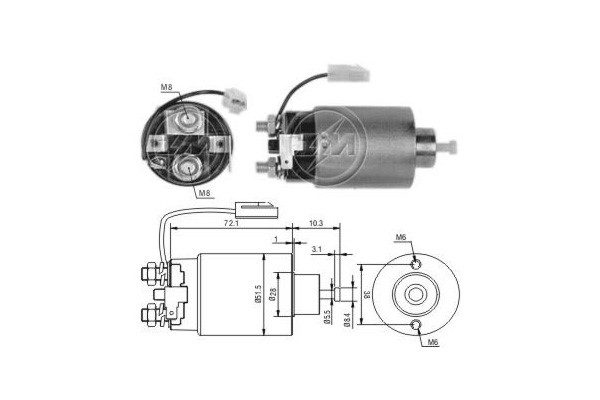Magnetswitch, startmotor 12V