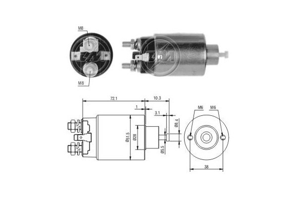 Magnetswitch, startmotor 12V