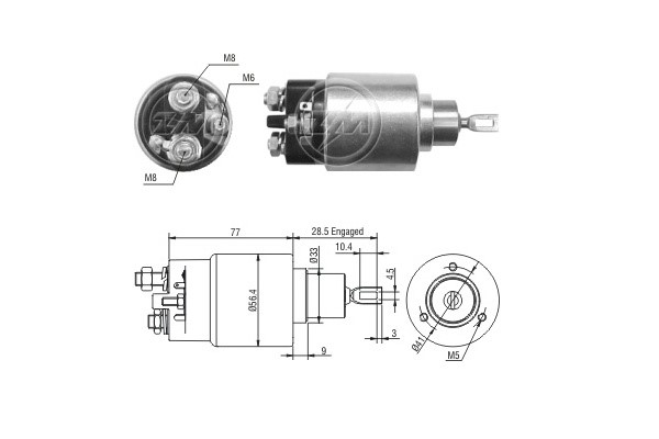 Magnetswitch, startmotor 12V
