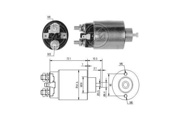Magnetswitch, startmotor 12V