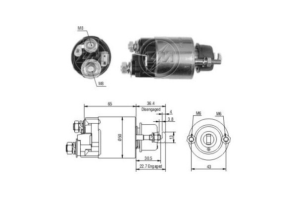 Magnetswitch, startmotor 12V