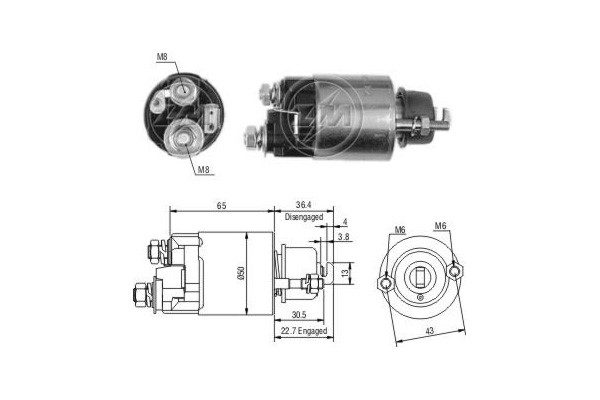 Magnetswitch, startmotor 12V