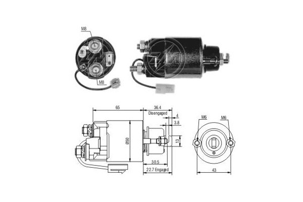 Magnetswitch, startmotor 12V
