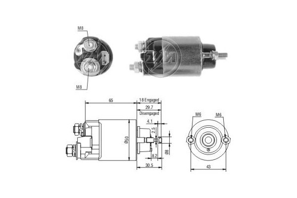 Magnetswitch, startmotor 12V