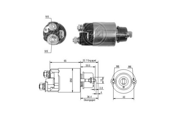 Magnetswitch, startmotor 12V