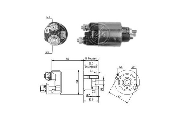 Magnetswitch, startmotor 12V
