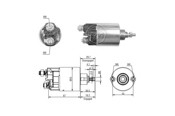 Magnetswitch, startmotor 12V