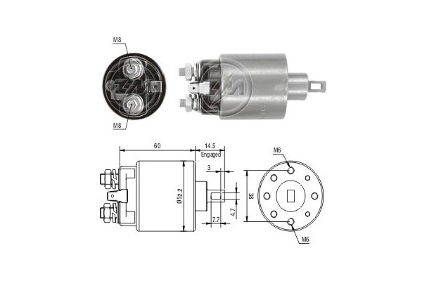 Magnetswitch, startmotor 12V