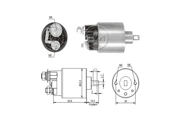 Magnetswitch, startmotor 12V