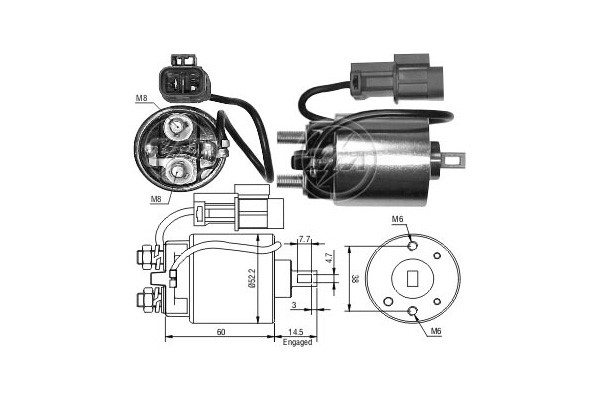 Magnetswitch, startmotor 12V