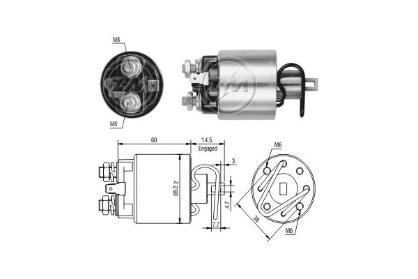 Magnetswitch, startmotor 12V