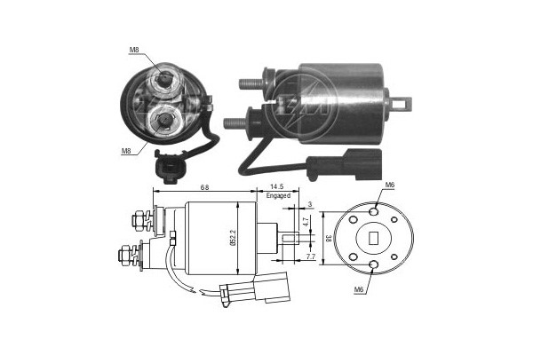 Magnetswitch, startmotor 12V