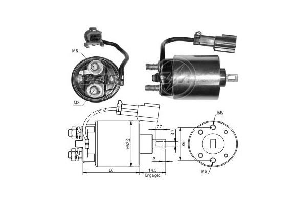 Magnetswitch, startmotor 12V