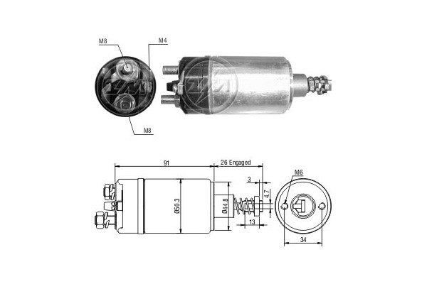 Magnetswitch, startmotor 12V