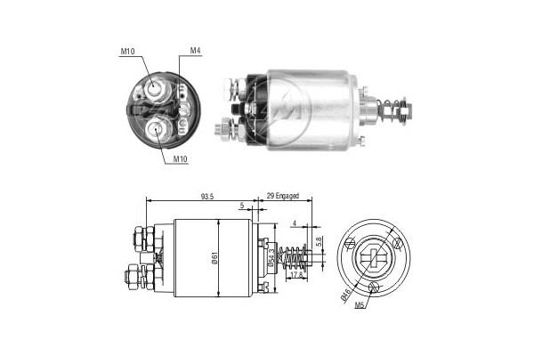 Magnetswitch, startmotor 12V