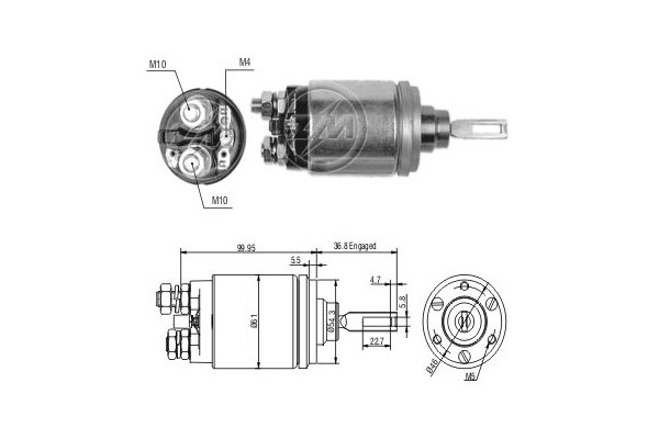 Magnetswitch, startmotor 12V