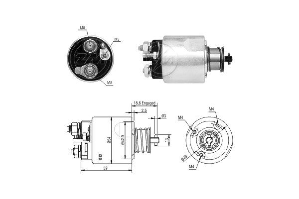 Magnetswitch, startmotor 12V