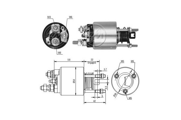 Magnetswitch, startmotor 12V