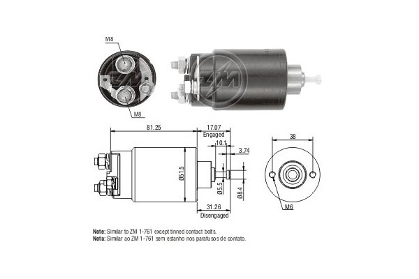 Magnetswitch, startmotor 12V