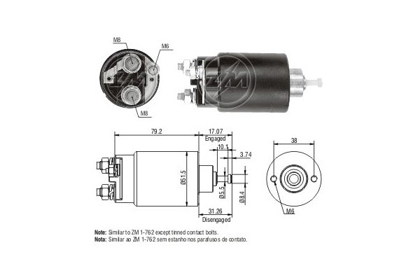 Magnetswitch, startmotor 12V