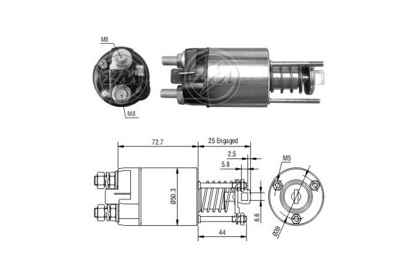 Magnetswitch, startmotor 12V