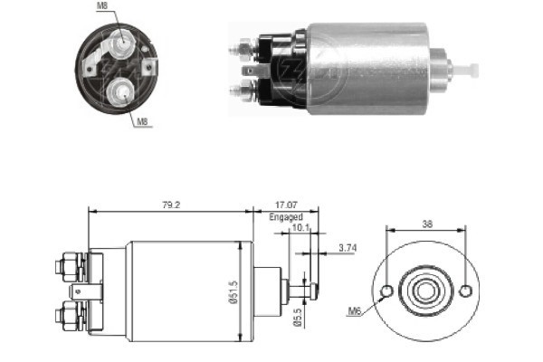 Magnetswitch, startmotor 12V