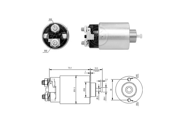 Magnetswitch, startmotor 12V