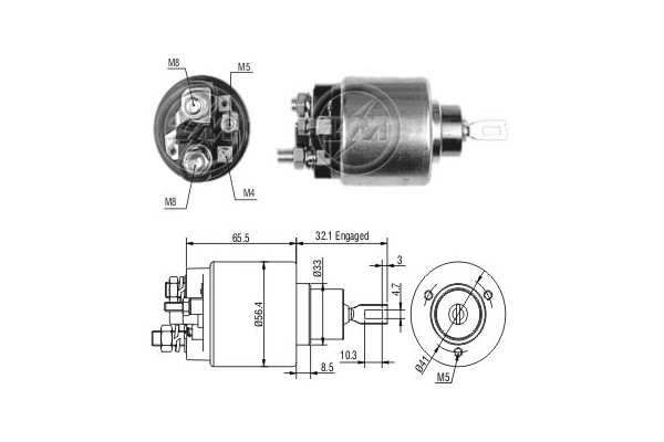 Magnetswitch, startmotor 12V