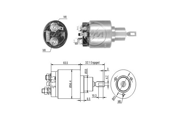Magnetswitch, startmotor 12V
