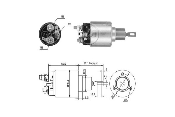 Magnetswitch, startmotor 12V
