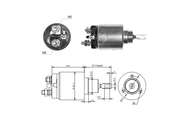 Magnetswitch, startmotor 12V