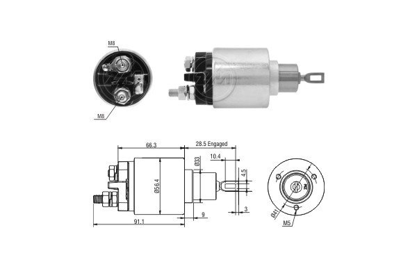 Magnetswitch, startmotor 12V