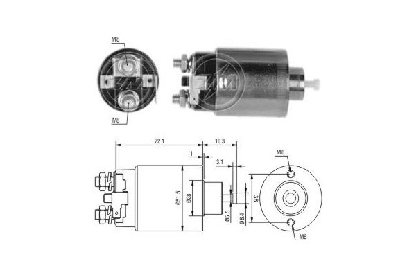 Magnetswitch, startmotor 12V