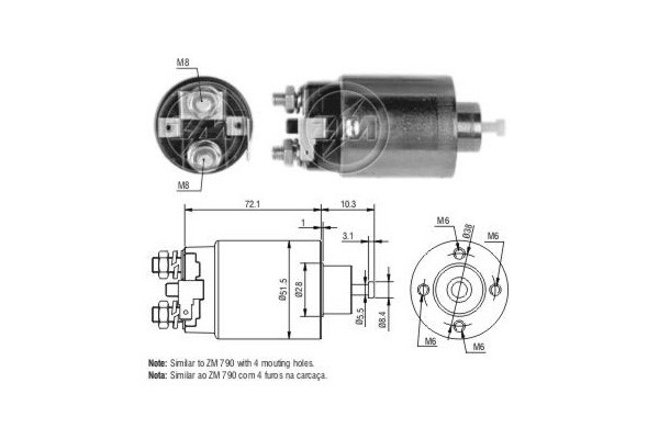 Magnetswitch, startmotor 12V