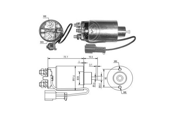 Magnetswitch, startmotor 12V