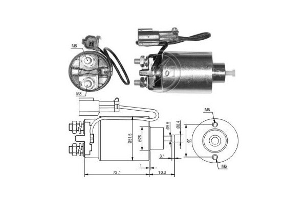 Magnetswitch, startmotor 12V