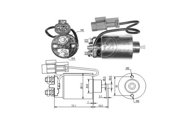 Magnetswitch, startmotor 12V
