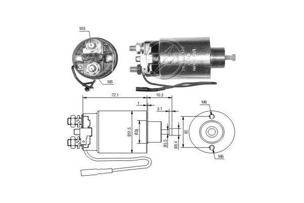 Magnetswitch, startmotor 12V