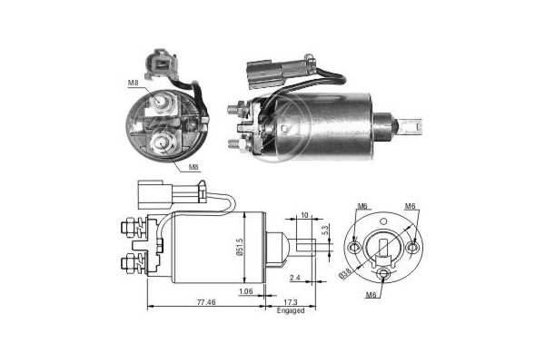 Magnetswitch, startmotor 12V
