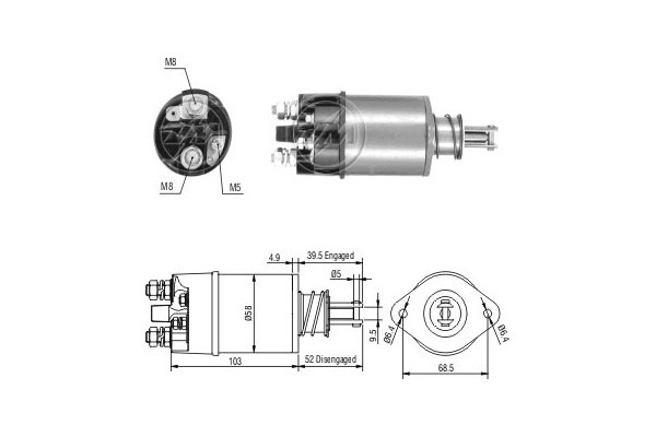 Magnetswitch, startmotor 12V