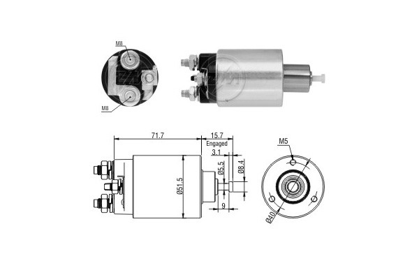 Magnetswitch, startmotor 12V
