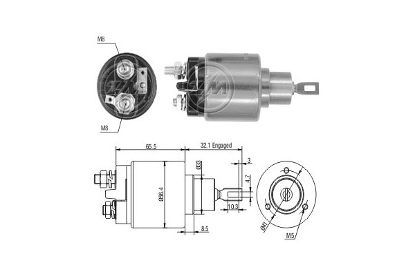 Magnetswitch, startmotor 12V