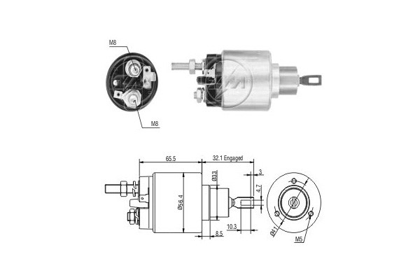 Magnetswitch, startmotor 12V