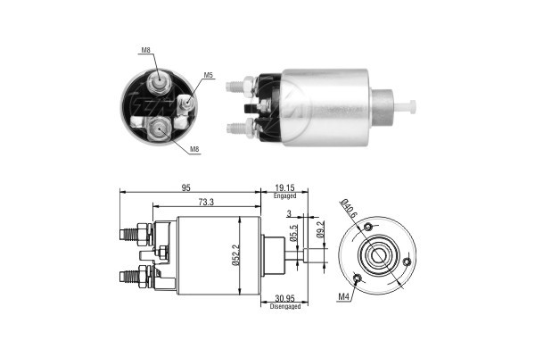 Magnetswitch, startmotor 12V