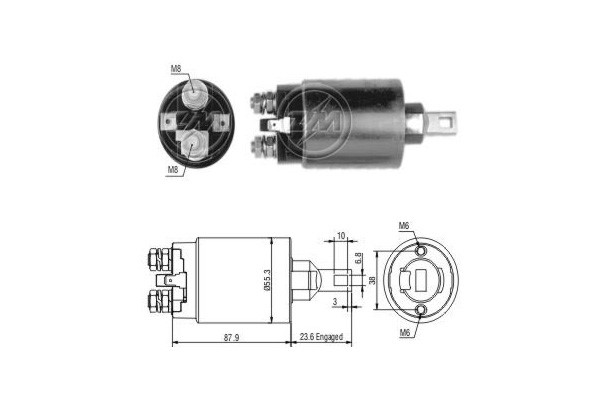 Magnetswitch, startmotor 12V